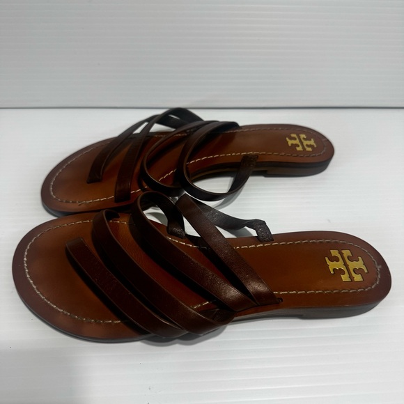 Tory Burch Patos Dark Brown Multi-Strap Leather Slide Sandals Size 7 - Picture 4 of 14